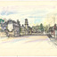 Drawing of the intersection between Camp Street and Ford Street of the town of Beechworth in Victoria, Australia.  