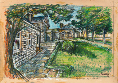 Drawing of the Historic Courthouse in the town of Beechworth in Victoria, Australia.
