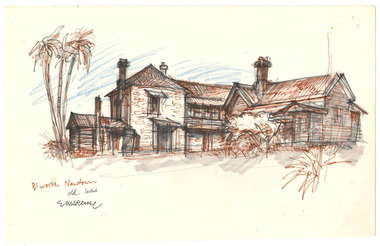 Drawing of a house in the suburb of Newtown in Beechworth, Victoria
