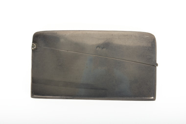 A small rectangular silver case for calling cards.