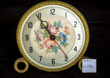 Manufacturect Object, Clock, floral brass, electric, c1950