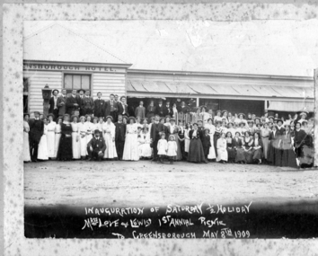 Photograph, Inauguration of Saturday half-holiday: Love and Lewis 1909, 08/05/1909