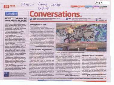 Newspaper Clipping, Conversations - Greensborough Ring Road, 11/11/2015