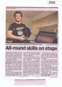 Newspaper Clipping, Diamond Valley Leader, All-round skills on stage, 10/02/2016