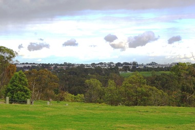 Photograph - Digital image, Marilyn Smith, Blue Lake: Greensborough from Yellow Gum Park, 19/06/2015