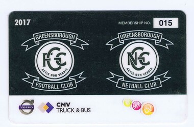 Membership Ticket - Digital Image, Greensborough Football Club, 2017, 2017_