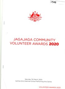 Document - Booklet, Jagajaga Community Volunteer Awards 2020, 07/03/2020