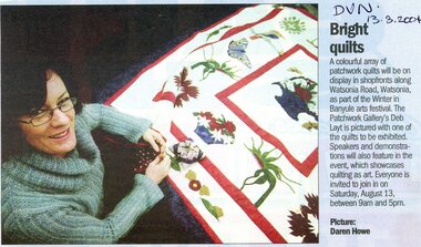 Article - Newspaper Clipping, Daren Howe, Bright quilts, 13/08/2004