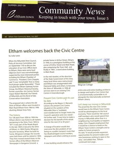 Magazine - Article, Judy Lewis, Eltham welcomes back the Civic Centre, by Judy Lewis, 2008