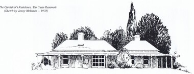 Drawing - Sketch (Copy), Jenny Meldrum, The Caretaker's Residence, Yan Yean Reservoir, 1978