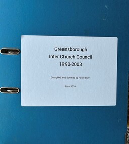 Document - Folder of Documents, Greensborough Inter Church Council 1990-2003, 1990-2003
