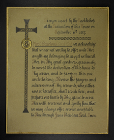 Document - Prayer, Anglican Diocese of Melbourne, Prayer used by the Archbishop at the Dedication of this House on September 6th 1917, 1917