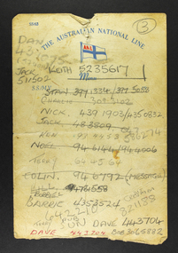 Souvenir - Menu Card, Australian National Line, The Australian National Line Menu, c. 1950