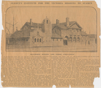 Article, Herald, Seamen's Institute for the Victoria Missions to Seamen, 30 August 1917