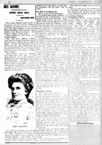 Article - Newspape clipping, Herald Weekly Times, Miss Godfrey, Harbor Lights Guild, Wayfaring Men, 09 September 1910