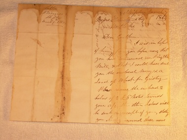 Letter  for payment of account Mortlake Mill, March 7 1864