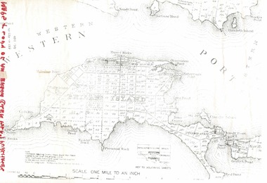 Document, 1869 Crown Land sale and map of Phillip Island showing allotments