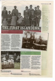 Article, The first Islanders - Thompson Family French Island, 4 October 2006