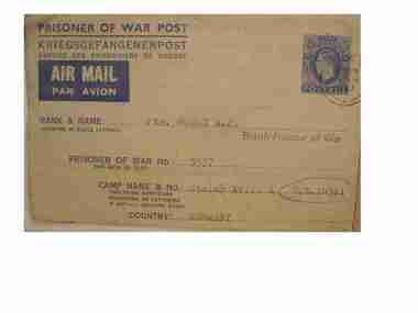 Air Mail Envelope, Prisoner of War Air Mail Letter, 21/4/1943 (exact)