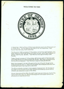 information sheet, Welcome to the Shire of Orbost, 1992