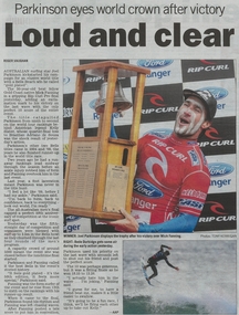 Newspaper Article, Herald Weekly Times, Loud and Clear, Parkinson eyes world crown after victory