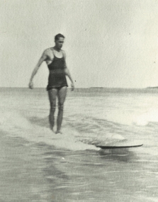 Photograph, Louis Whyte surfing Lorne 1920, 1920