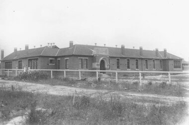 Photograph, Ringwood State School, Greenwood Avenue, Ringwood, on completion - 1922.  Site was 3 1/2 acres of Count von Hariss' orchard.  Land bought from A. Greenwood MLA"