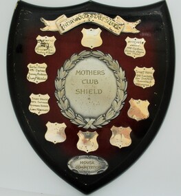 Shield, Lewbury Trophy manufactured by Tilbury & Lewis Pty. Ltd, Norwood State School - Mothers Club Shield.  Ringwood, Victoria circa 1970s, 1969 - 1973
