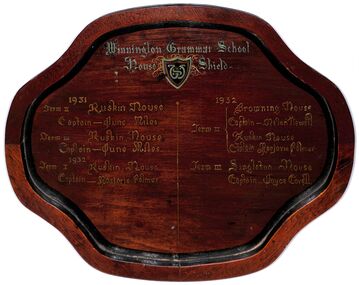 Plaque - Shield, Winnington Grammar School House Shield 1931 and 1932, Circa 1931