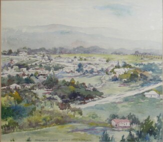Painting, Margaret Robbie, "View from Loughnan's Hill" (Ringwood) - Water colour on paper by Margaret Robbie, circa 1950s