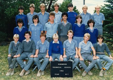 Photograph - Group, Ringwood Technical School 1986 Year 10.7, c 1986