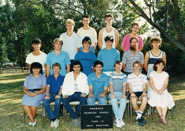 Photograph - Group, Ringwood Technical School 1987 Year 12 Arch Drafting, c 1987