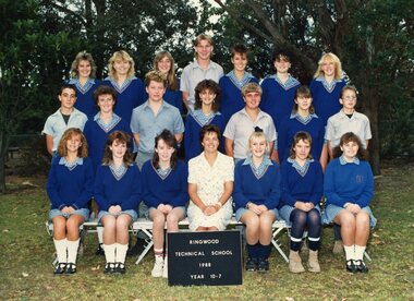 Photograph - Group, Ringwood Technical School 1988 Year 10.7, c 1988