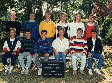 Photograph - Group, Ringwood Technical School 1989 Draftg and Buildg, c 1989