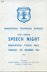 Document - Programme, Ringwood Technical School Speech Night Programme 12 December 1963