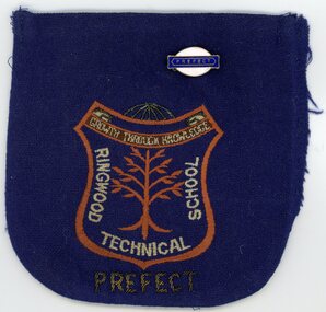 Uniform, Ringwood Technical School - Prefect's Blazer badge and Pin 1970-71, c 1970