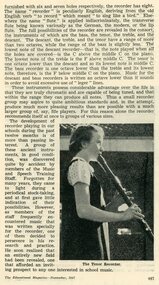 Newspaper - Cuttings- The Educational Magazine, November, 1947, Ringwood State School- First primary school Recorder Band. 1947