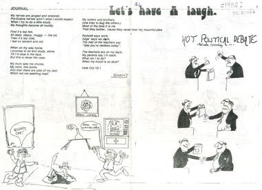 Document, Ringwood Technical School-Let's Have a Laugh-Pamphlet of student contributions. Undated(c1982?)