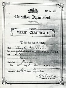 Document, Ringwood State School- Merit Certificate, 1927