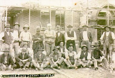 Photograph, Ringwood State School - November 1921. Construction workers