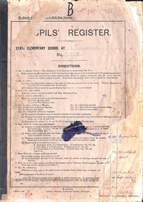 Administrative record, Ringwood State School 2997 - Pupils Register Prefix (B). Admission dates from 1919 to 1922. Student Register No 721 to 1078