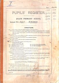 Administrative record, Ringwood State School 2997 - Pupils Register Prefix (I). Admission dates from 1951 to 1953. Student Register No 5224 to 5582