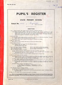Administrative record, Ringwood State School 2997 - Pupils Register Prefix (T). Admission dates from 1972 to 1976. Student Register No 9613 to 9973