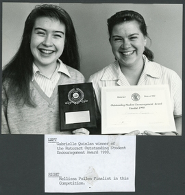 Photograph, Norwood High School/Secondary College, Ringwood, Victoria - Rotoract Encouragement Award recipients, 1990