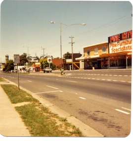 Photograph, Richard Carter, Pine City and Ringwood Arcade (88 Maroondah Hwy) looking East c1979