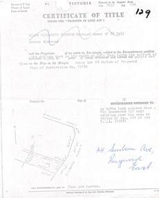 Document, Partial copy of Certificate of Title Vol 7635 Fol 096 Lot 29, 44 Sunbeam Avenue Ringwood East, Victoria