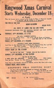Pamphlet, Three advertisements for Ringwood Xmas Carnival for 1934, 1935 and 1937