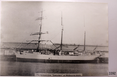 Photograph, The Barquentine "Speculant" at Melbourne Docks, before 1911