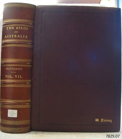 Hard brown cover with gold embossed text
