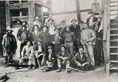 Photograph (black & white), Ballarat School of Mines Students visit the New Normanby Mine, 1899